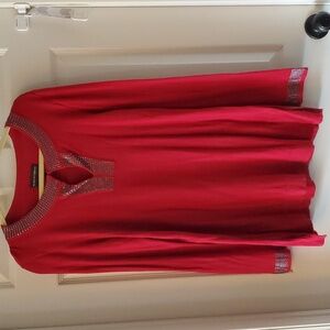 Dana Buchman long sleeve beaded tunic blouse.  Size medium